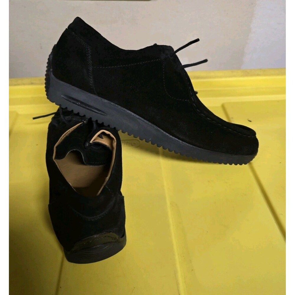 Bally Darly Moccasin Lace Up Suede Leather Black Shoes Women's 39 US 8.5 Italy